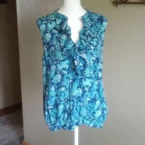 Chaps Ruffled Sleeveless Blouse size L